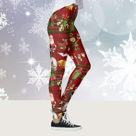 Kerstvakantie Geest Rood & Groen Plaid Leggings