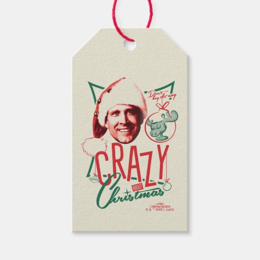 Kerstvakantie gek op kerst cadeaulabel (Voorkant)