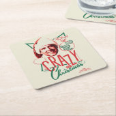 Kerstvakantie gek op kerst kartonnen onderzetters (Schuin)