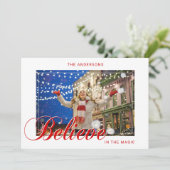 Kerstvakantie Geloof in de Magie Rood | FOTO Feestdagenkaart (Staand voorkant)