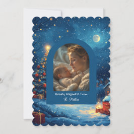 Kerstvakantie Geluks Foto Boog Kerstmis, Seizoen's Feestdagenkaart
