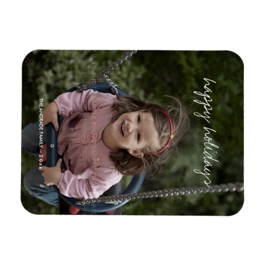 Kerstvakantie gepersonaliseerde foto Kinder Afbeel Magneet (Horizontaal)
