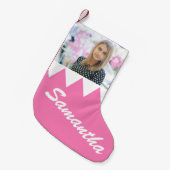 Kerstvakantie Gepersonaliseerde Foto Roze Kleine Kerstsok (Voorkant (Hangend))