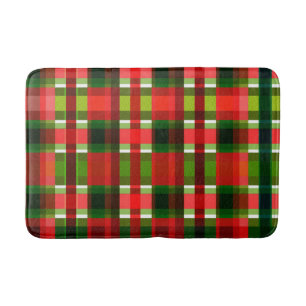 Kerstvakantie geruite vierkanten Buffalo Plaid Badmat