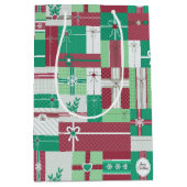 Kerstvakantie geschenken mozaïek medium cadeauzakje (Voorkant)