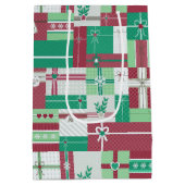 Kerstvakantie geschenken mozaïek medium cadeauzakje (Achterkant)