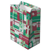 Kerstvakantie geschenken mozaïek medium cadeauzakje (Achterkant Gekanteld)