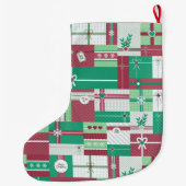 Kerstvakantie geschenken mozaïek xmas ontwerp grote kerstsok (Achterkant)