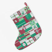 Kerstvakantie geschenken mozaïek xmas ontwerp grote kerstsok (Achterkant (Hangend))