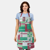 Kerstvakantie geschenken mozaïek xmas ontwerp schort (Gedragen)