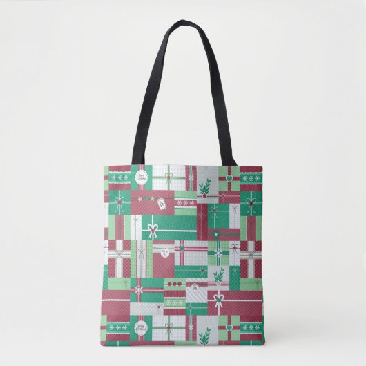 Kerstvakantie geschenken mozaïek xmas ontwerp tote bag (Voorkant)