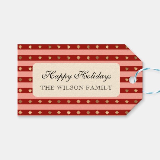 Kerstvakantie gestreepte Noel kerstverpakking Cadeaulabel (Voorkant (Horizontaal))