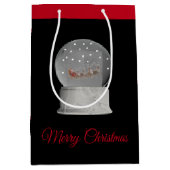 Kerstvakantie Gift Bag Snow Wereldbol Medium Cadeauzakje (Voorkant)