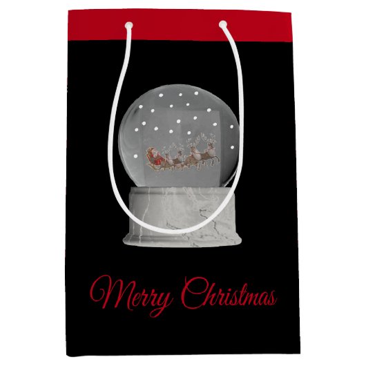 Kerstvakantie Gift Bag Snow Wereldbol Medium Cadeauzakje (Voorkant)
