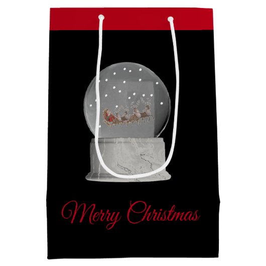 Kerstvakantie Gift Bag Snow Wereldbol Medium Cadeauzakje (Achterkant)