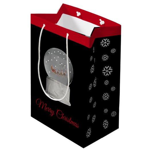 Kerstvakantie Gift Bag Snow Wereldbol Medium Cadeauzakje (Achterkant Gekanteld)