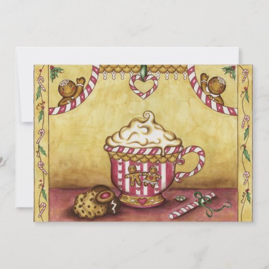 Kerstvakantie Gingerbread Uitnodiging (Voorkant)