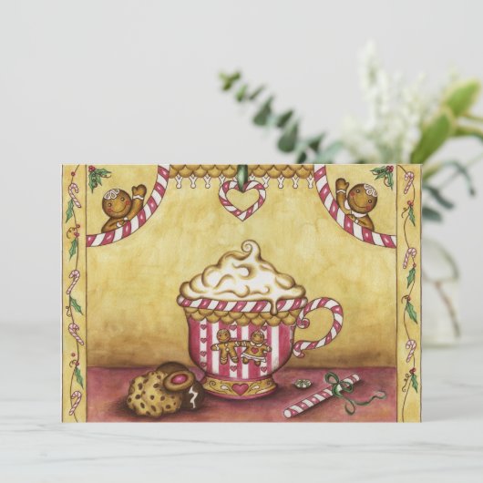 Kerstvakantie Gingerbread Uitnodiging (Staand voorkant)