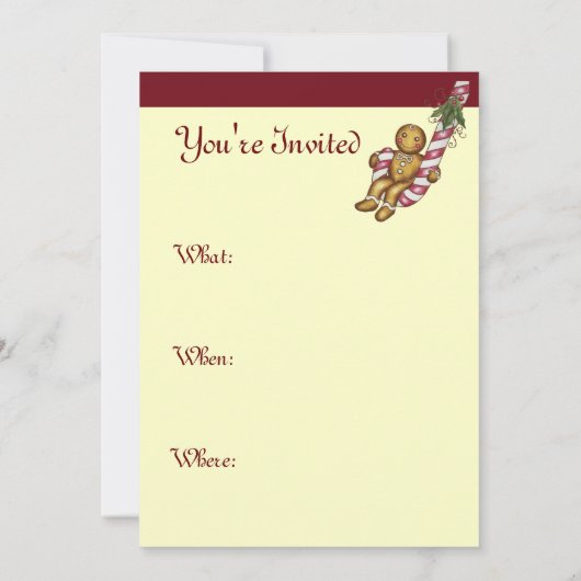 Kerstvakantie Gingerbread Uitnodiging (Achterkant)