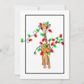 Kerstvakantie giraffe groen rood twinkeling licht feestdagenkaart (Voorkant)