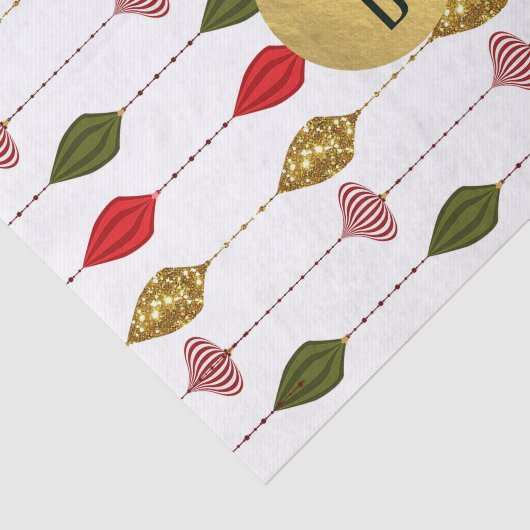 Kerstvakantie Glam Ornamenten Monogram Logo Tissuepapier (Detail)