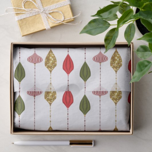 Kerstvakantie Glam Ornamenten Monogram Logo Tissuepapier (Geschenk)