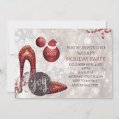 Kerstvakantie Glamour Feest Uitnodiging (Voorkant)