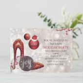 Kerstvakantie Glamour Feest Uitnodiging (Staand voorkant)