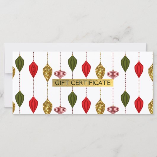 Kerstvakantie Glamour Ornamente Geschenkbon (Voorkant)