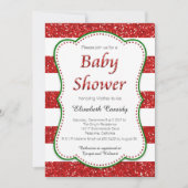Kerstvakantie Glitter Baby shower Uitnodiging (Voorkant)
