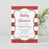 Kerstvakantie Glitter Baby shower Uitnodiging (Staand voorkant)