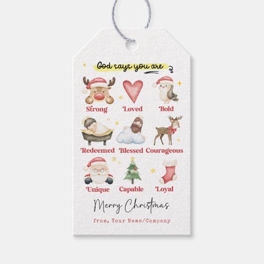 Kerstvakantie God Zegt Dat Je Kerstmis Bent Cadeaulabel (Voorkant)