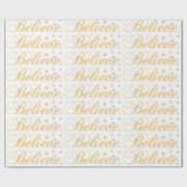 Kerstvakantie Gold Believe Cadeaupapier (Vlak)