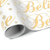 Kerstvakantie Gold Believe Cadeaupapier (Rol Hoek)