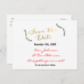 Kerstvakantie Gold Holly Briefkaart Opslagdatum (Voorkant / Achterkant)