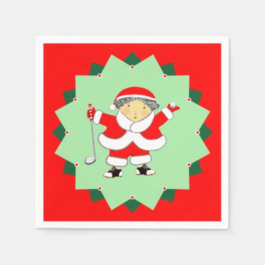 Kerstvakantie Golf Feest Servet (Voorkant)