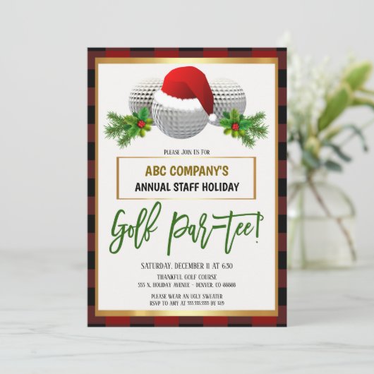 Kerstvakantie Golf Feest Uitnodiging (Staand voorkant)