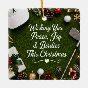 Kerstvakantie golf op groen gras keramisch ornament