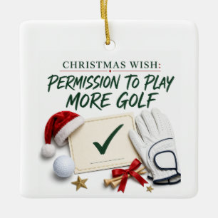 Kerstvakantie golfen met golfbal voor golfer keramisch ornament