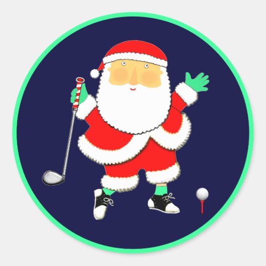 Kerstvakantie golfen ronde sticker (Voorkant)
