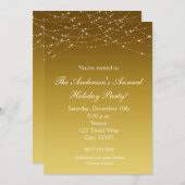 Kerstvakantie Gouden Glitter Elegante Uitnodiging (Voorkant / Achterkant)