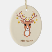Kerstvakantie Gouden Hert Keramisch Ornament (Rechts)