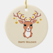 Kerstvakantie Gouden Hert Keramisch Ornament (Achterkant)