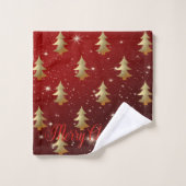 Kerstvakantie-Gouden Kerstboom, Rood Bad Handdoek (Wasdoekje)