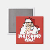 Kerstvakantie | Grappige Kerstman kijkt naar je Magneet (Voorkant / Achterkant)