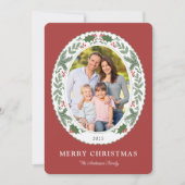 Kerstvakantie Groen Bericht Foto Feestdagenkaart (Voorkant)