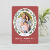 Kerstvakantie Groen Bericht Foto Feestdagenkaart (Staand voorkant)