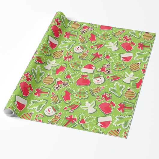Kerstvakantie groen cadeaupapier (Uitgerold)