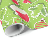 Kerstvakantie groen cadeaupapier (Rol Hoek)
