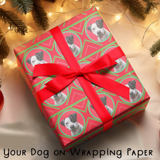 Kerstvakantie groen en rood met jouw foto cadeaupapier
